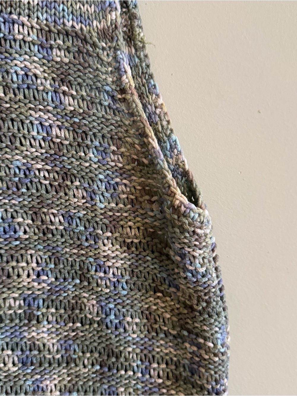 Sigrid Olsen Sleeveless Mock Neck Knit Linen Tank in Blue-Green Marled - Picture 3 of 5